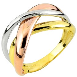 Χρυσό τρίχρωμο δαχτυλίδι Κ14